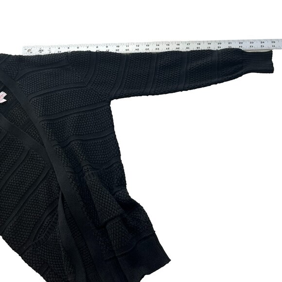 Design History Open Crochet Hooded Cardigan sz L Pockets Black Grannycore - Picture 10 of 10